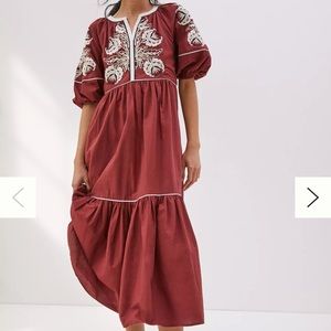 Anthropologie Gretel Embroidered Maxi Dress